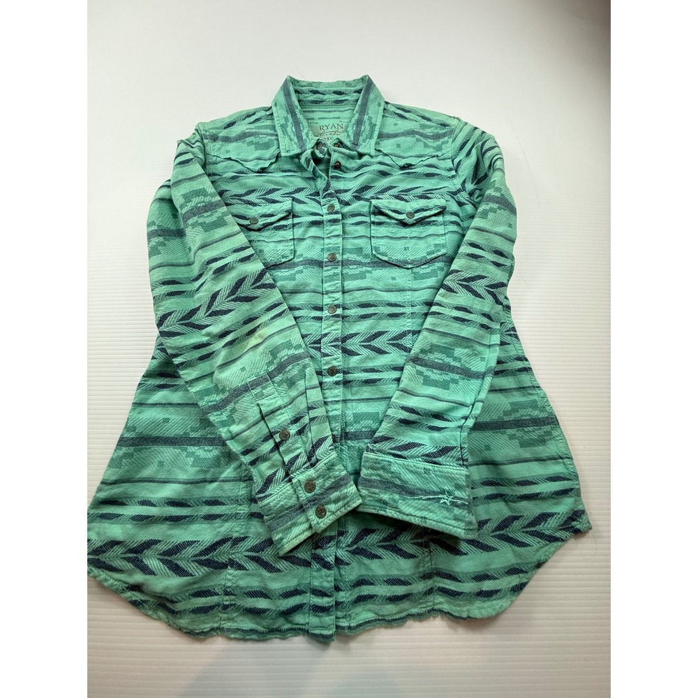 Ryan Michael Womens Mint Green Southwestern Western Button Up Shirt Size M - Picture 7 of 9